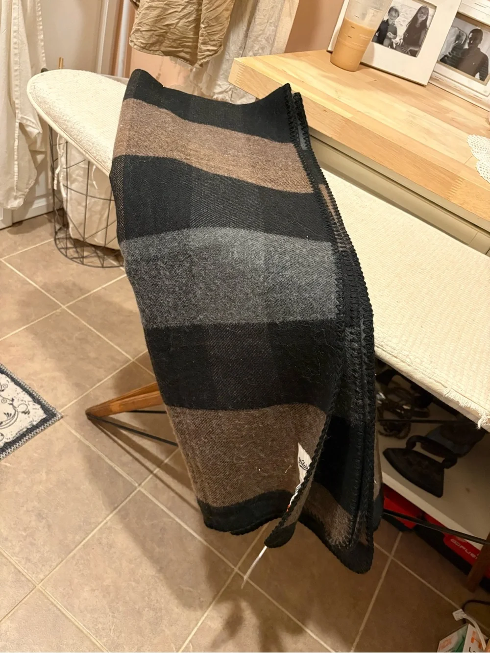Woolrich Striped Throw Blanket in Brown, Black & Gray